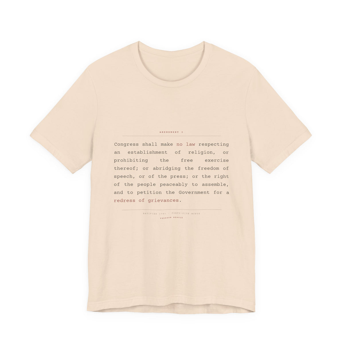 The First Amendment, In Full — Constitutional Text Tee (Natural)