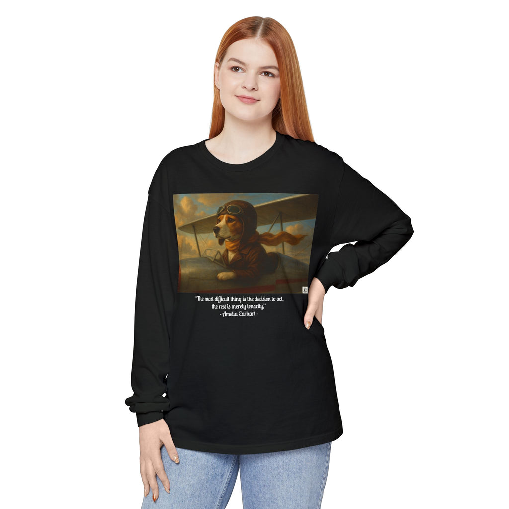 Long Sleeve T-Shirt - Amelia Beagle Earhart, Women of America Tribute