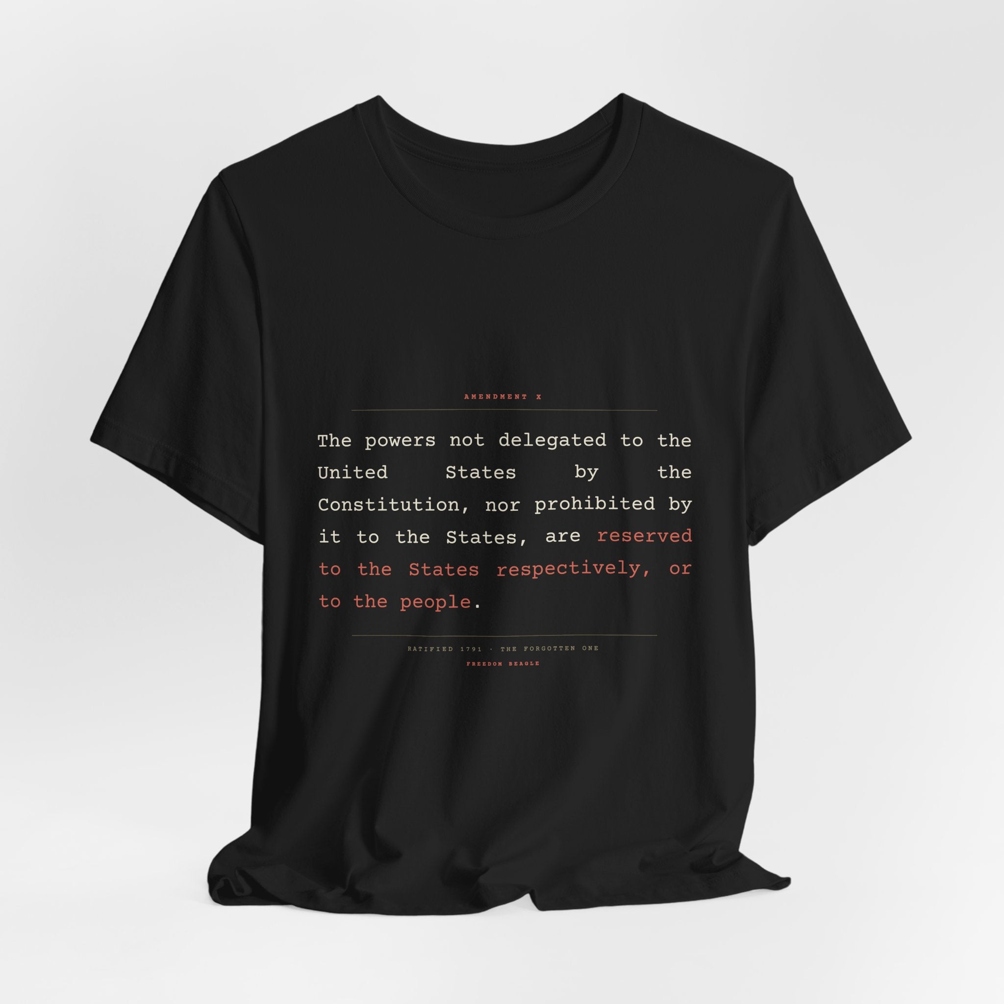 The Tenth Amendment, In Full — Reserved Powers Tee (Black)