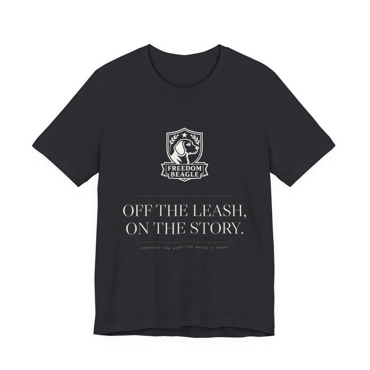 Off the Leash, On the Story — Freedom Beagle Crest Tee (Black)