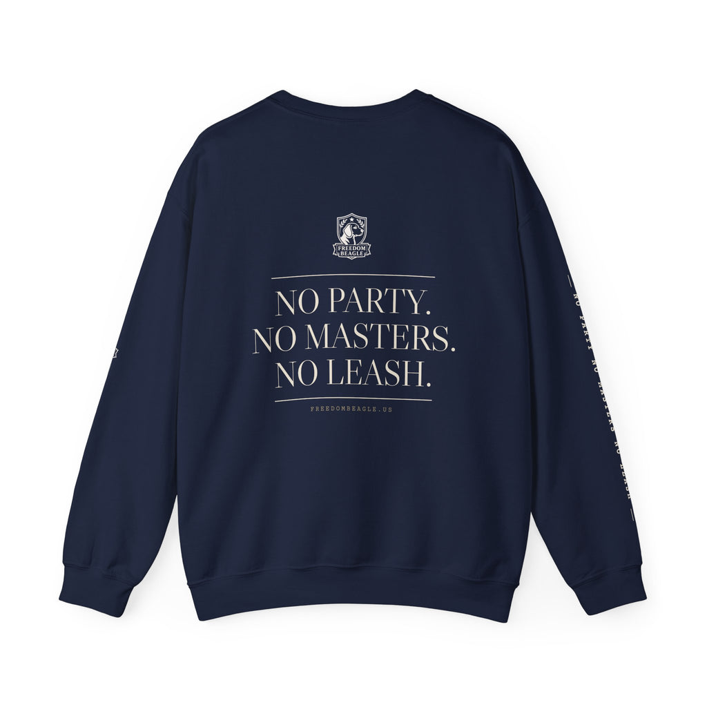 Freedom Beagle Full Kit Crewneck — No Party, No Masters, No Leash (Black)