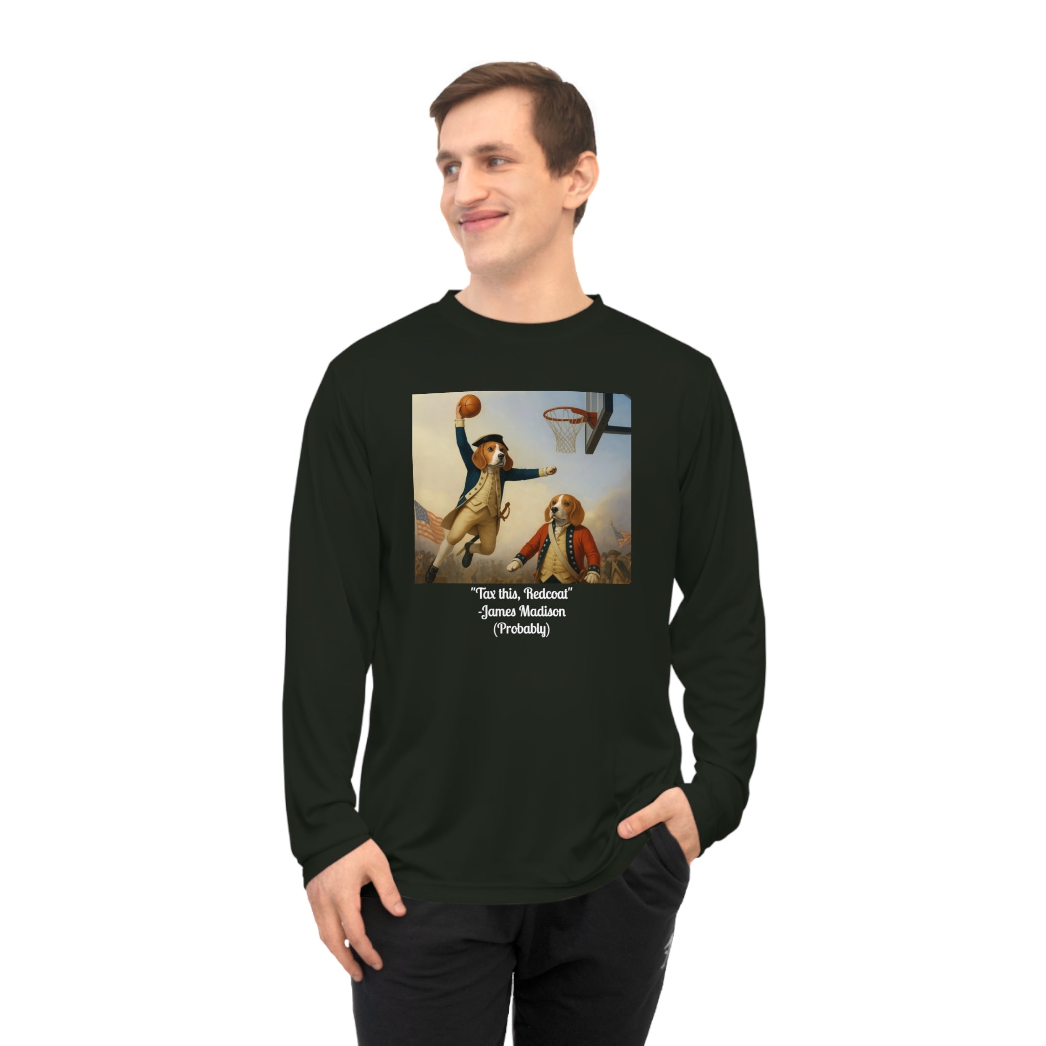 Unisex Performance Long Sleeve Shirt with Basketball Design - Perfect for Sports, Gym, Gifts, Activewear, Birthday, Holidays