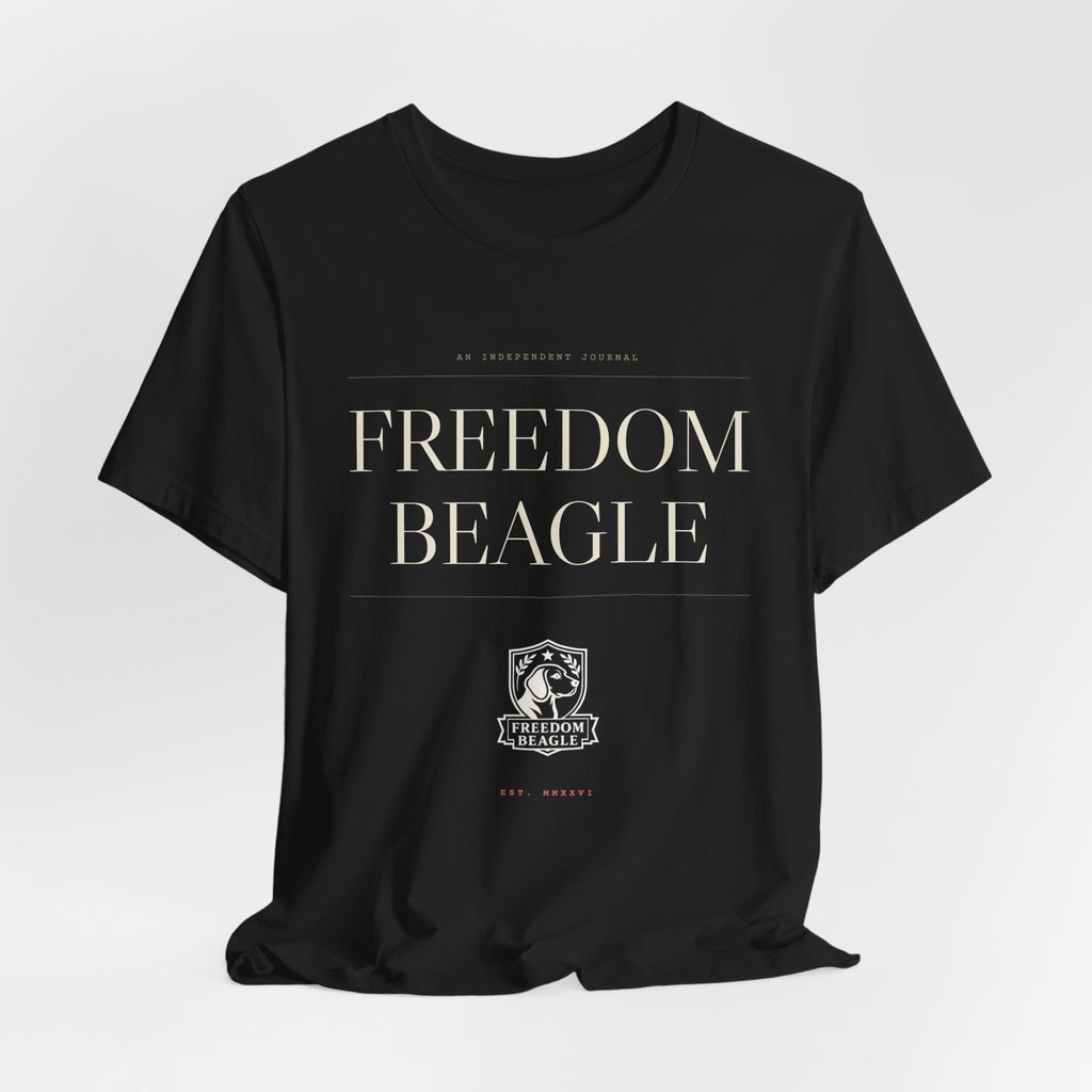 Freedom Beagle Masthead, Est. MMXXVI — Heritage Tee (Black)