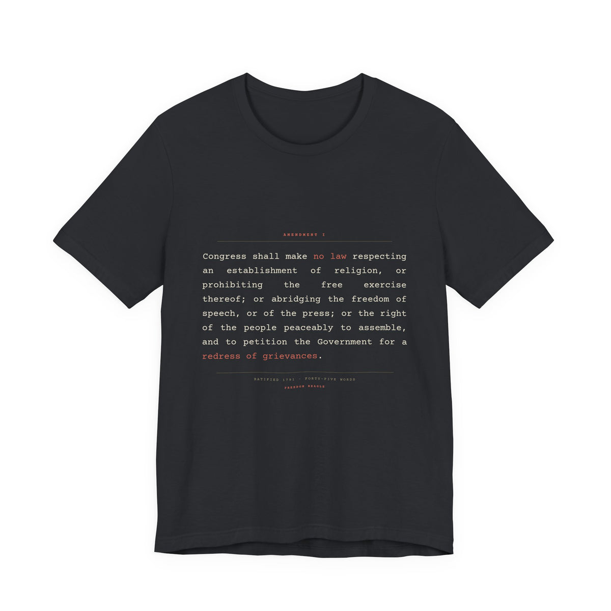 The First Amendment, In Full — Constitutional Text Tee (Black)