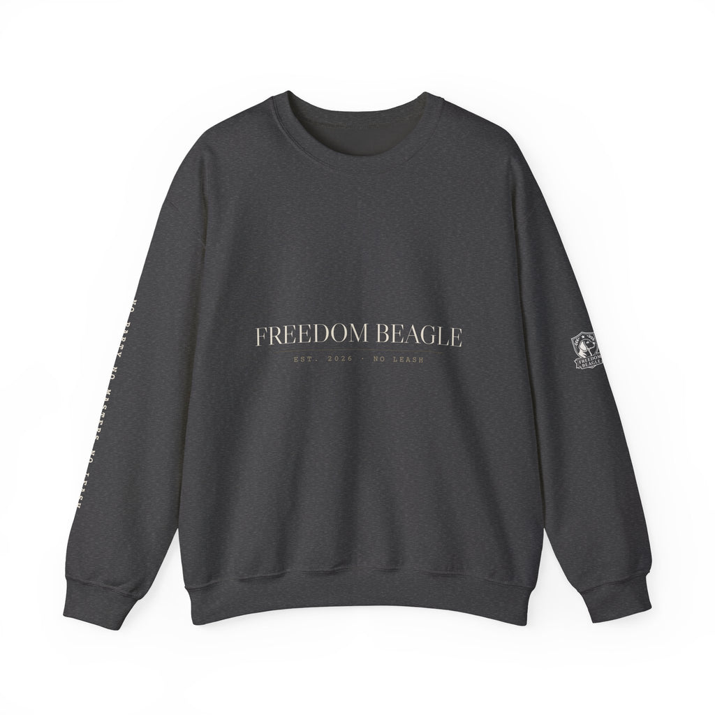 Freedom Beagle Full Kit Crewneck — No Party, No Masters, No Leash (Black)