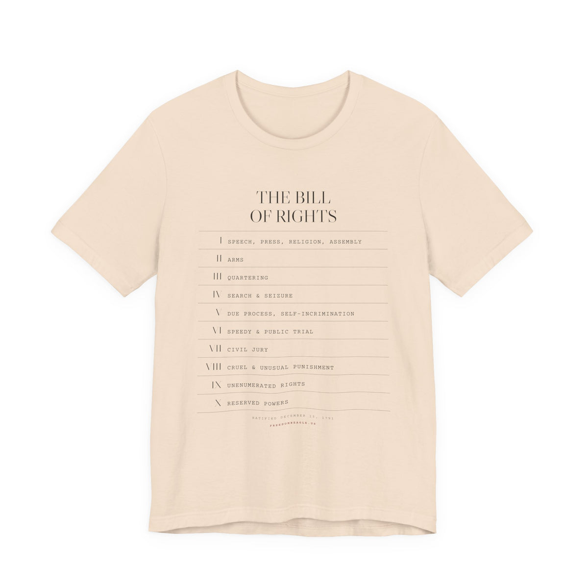 The Bill of Rights, I–X — Typographic Index Tee