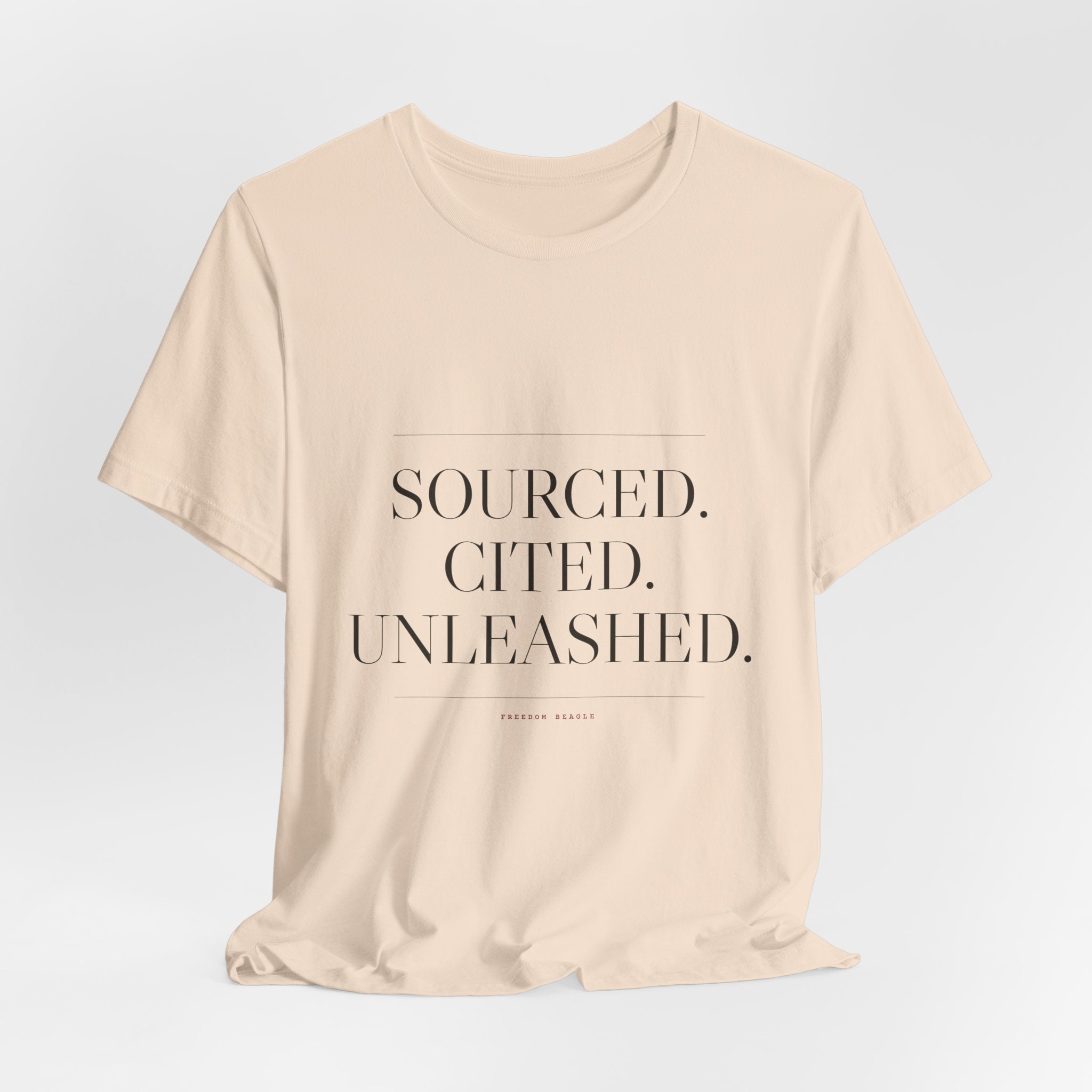 Sourced. Cited. Unleashed. — Tee (Natural)