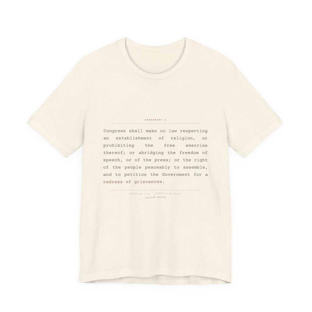 The First Amendment, In Full — Constitutional Text Tee (Natural)