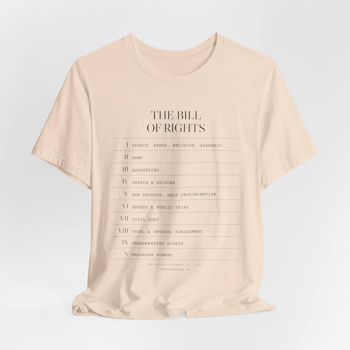 The Bill of Rights, I–X — Typographic Index Tee