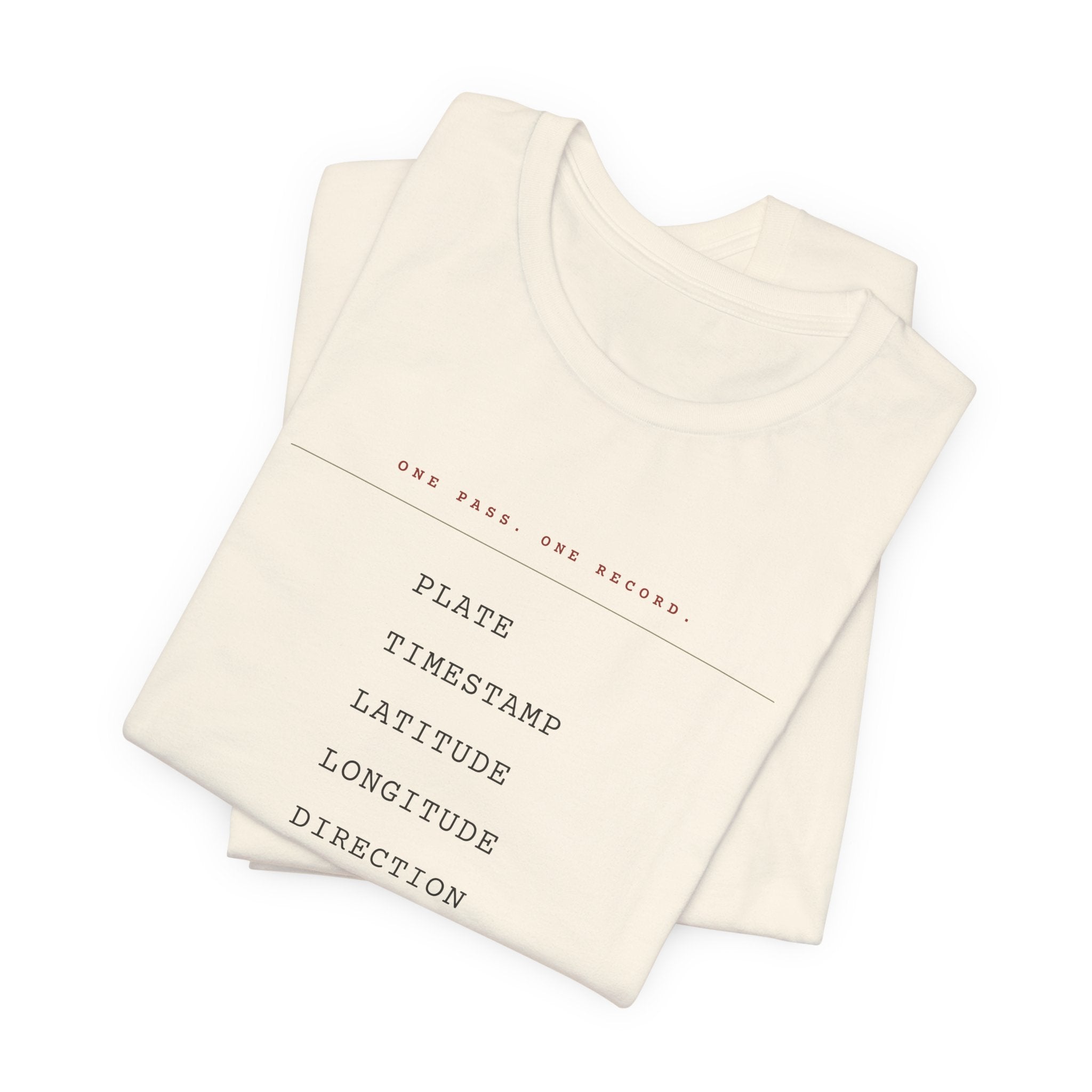 One Pass. One Record. — ALPR Tee (Natural)
