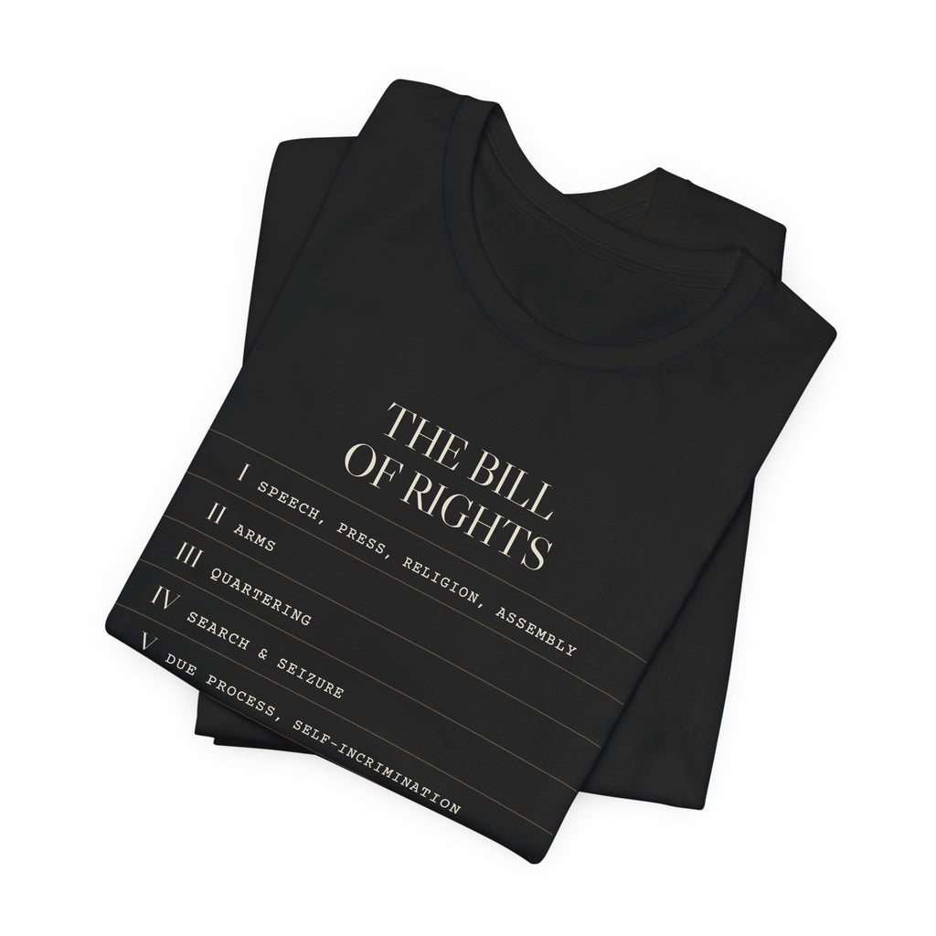 The Bill of Rights, I–X — Typographic Index Tee (Black)