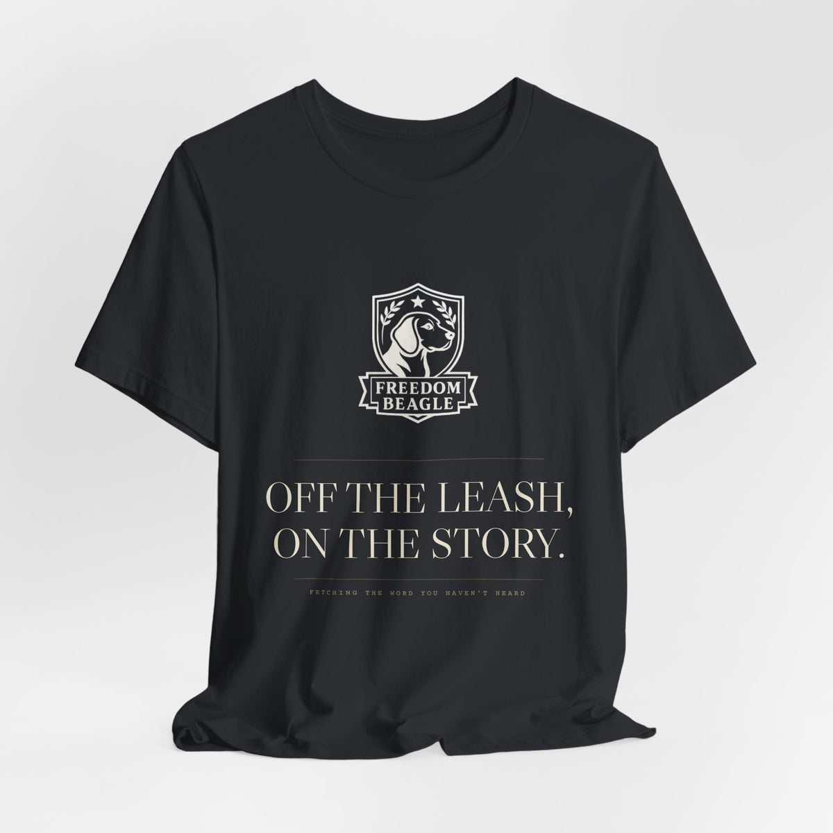 Off the Leash, On the Story — Freedom Beagle Crest Tee (Black)