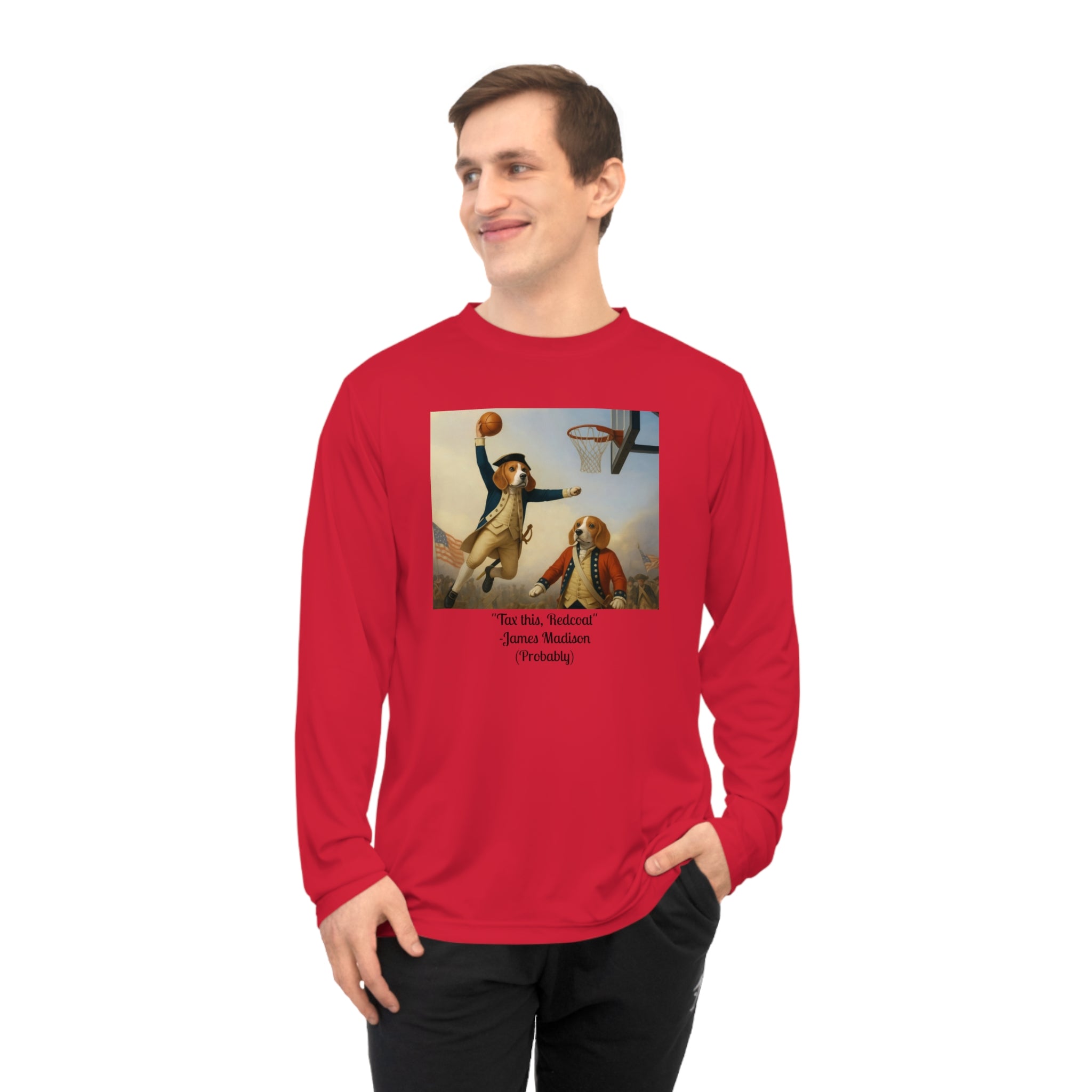 Unisex Performance Long Sleeve Shirt with Basketball Design - Perfect for Sports, Gym, Gifts, Activewear, Birthday, Holidays