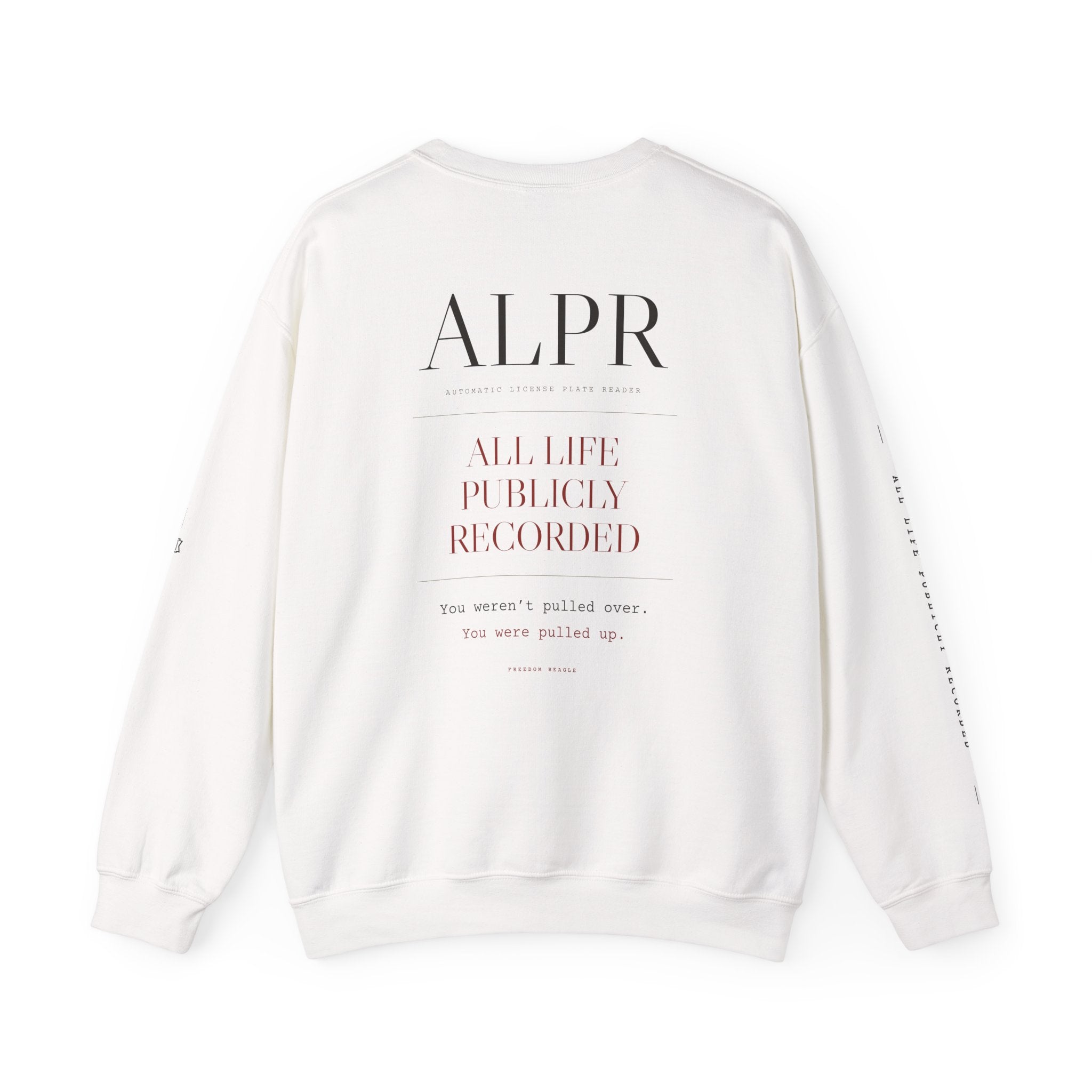 ALPR Full Kit Crewneck — All Life Publicly Recorded (Sand)