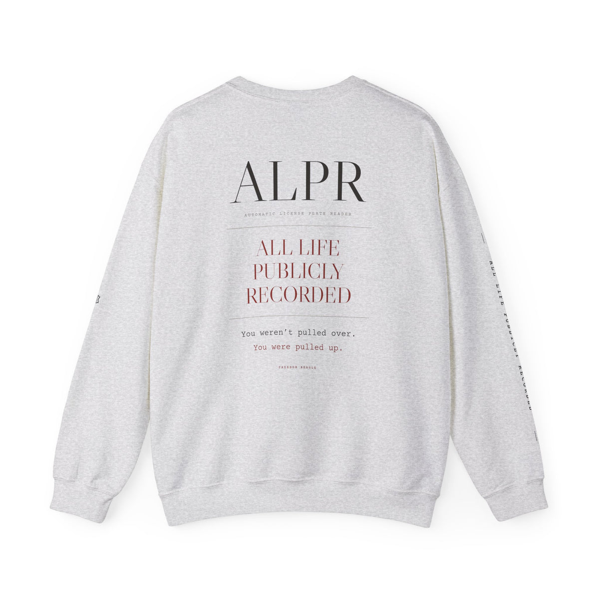 ALPR Full Kit Crewneck — All Life Publicly Recorded (Sand)