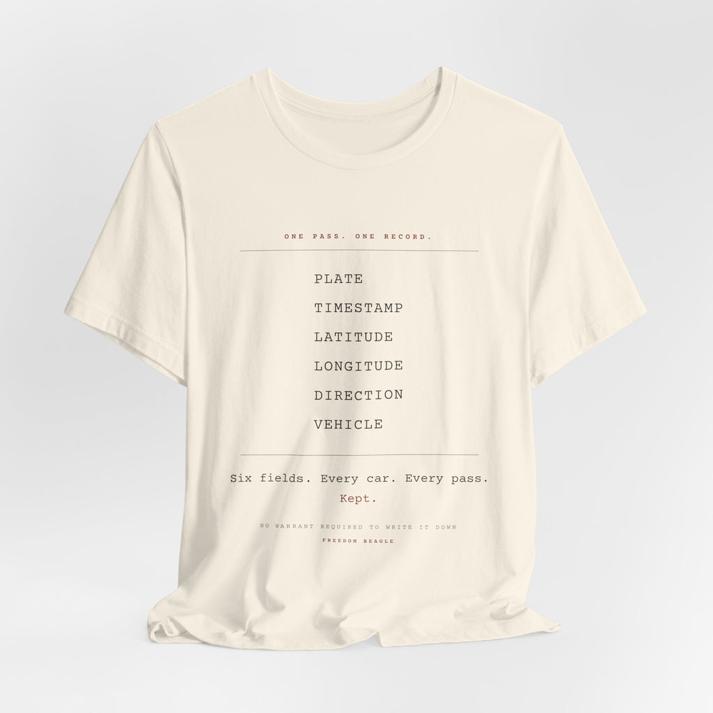One Pass. One Record. — ALPR Tee (Natural)