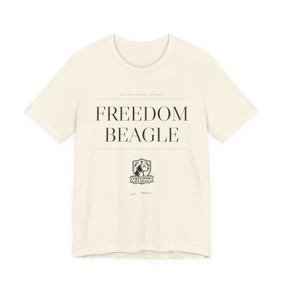 Freedom Beagle Masthead, Est. MMXXVI — Heritage Tee (Natural)