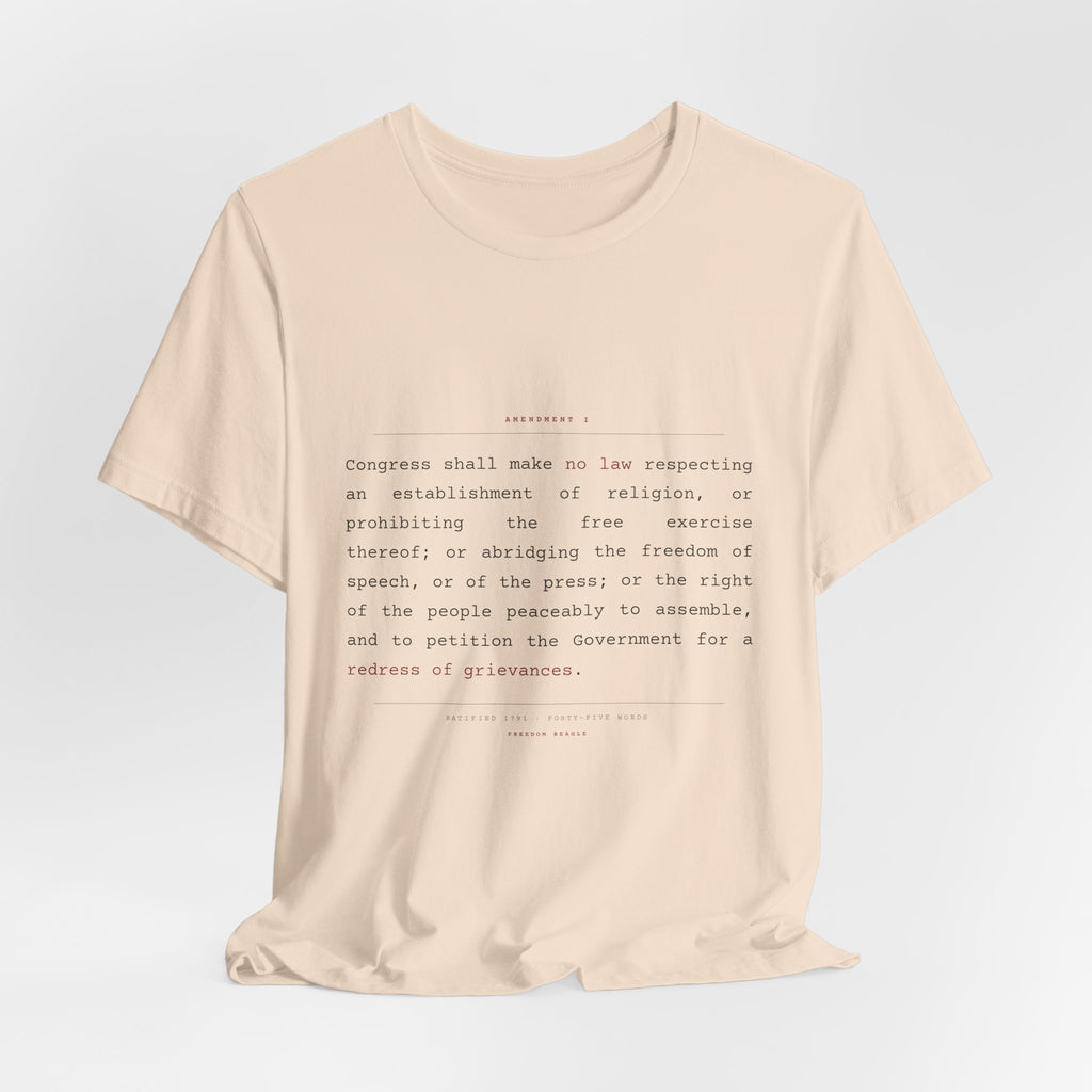 The First Amendment, In Full — Constitutional Text Tee (Natural)