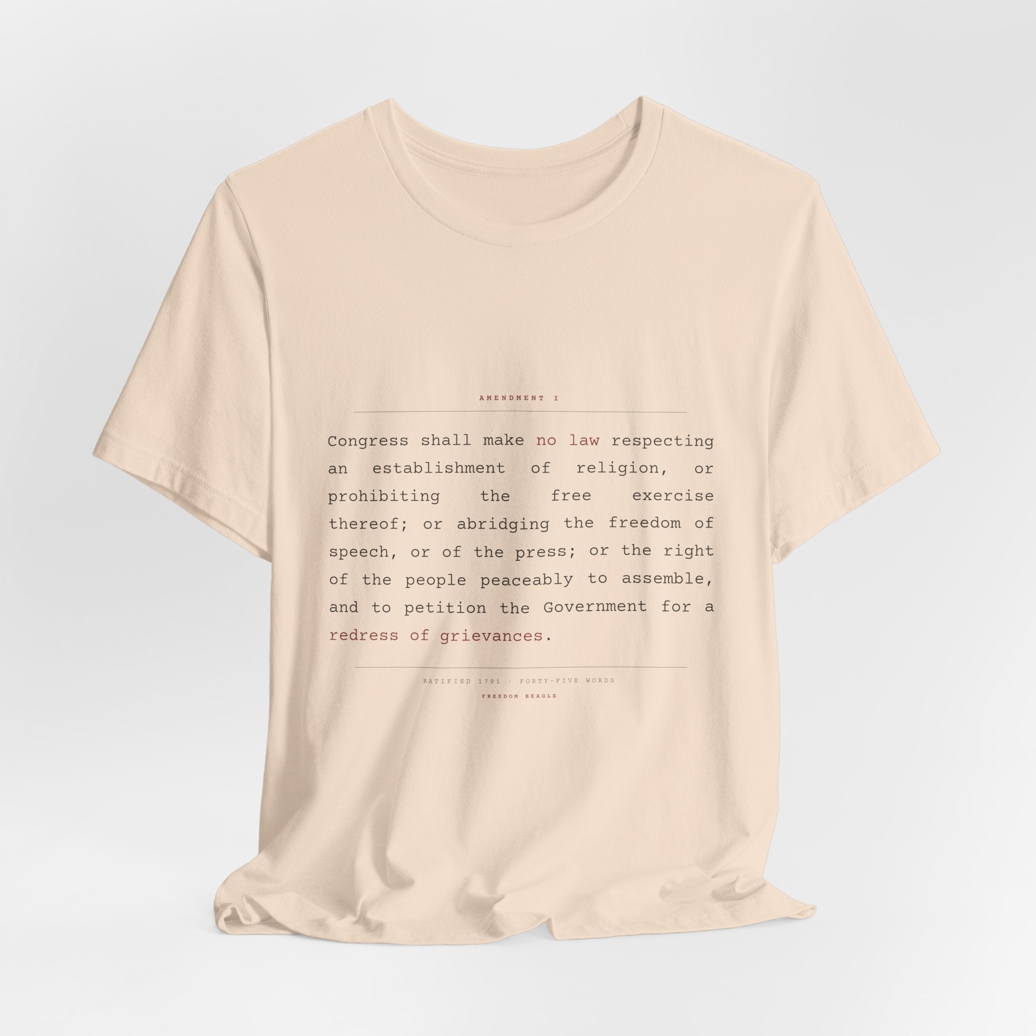 The First Amendment, In Full — Constitutional Text Tee (Natural)
