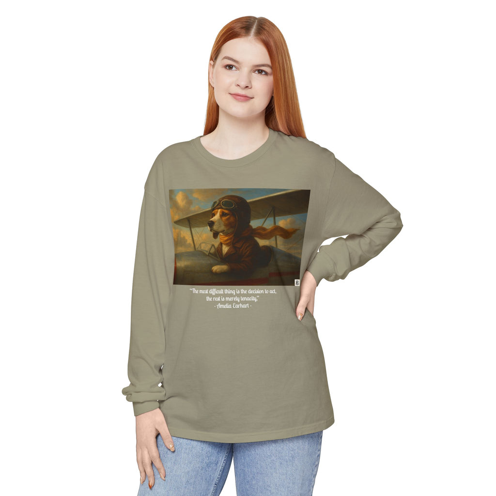 Long Sleeve T-Shirt - Amelia Beagle Earhart, Women of America Tribute