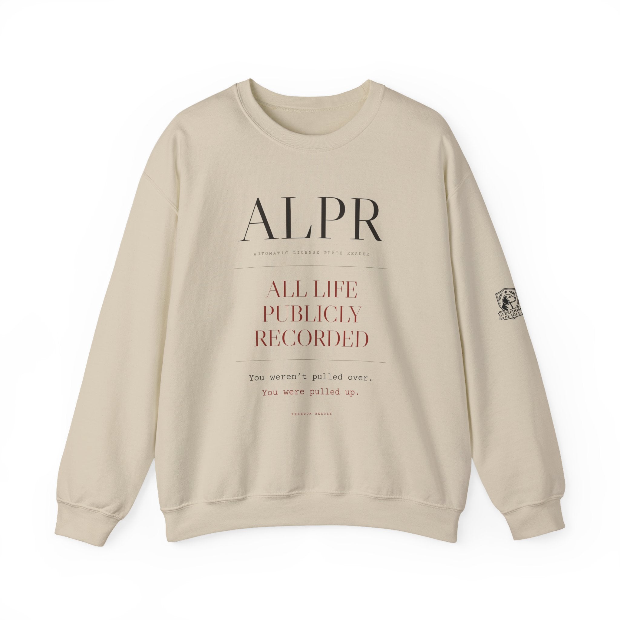 ALPR — All Life Publicly Recorded Crewneck (Sand)