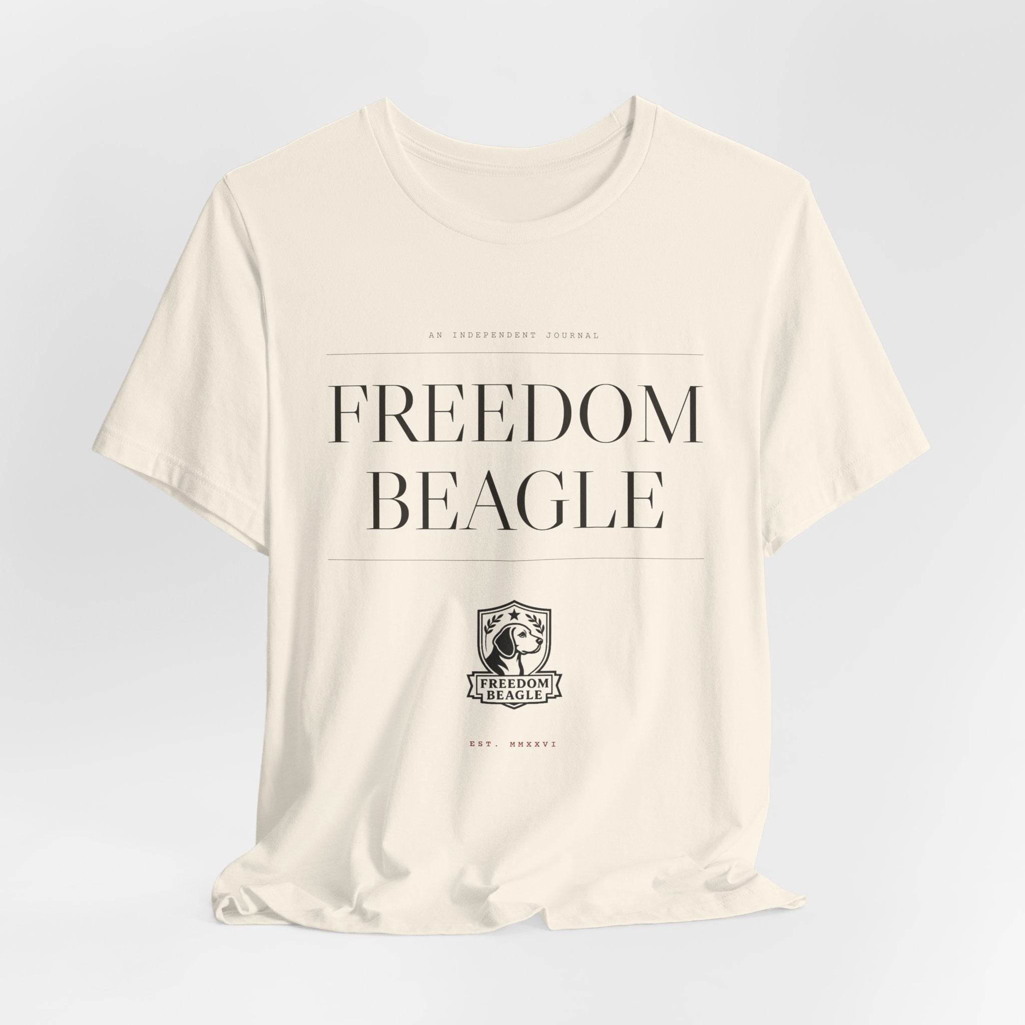 Freedom Beagle Masthead, Est. MMXXVI — Heritage Tee (Natural)