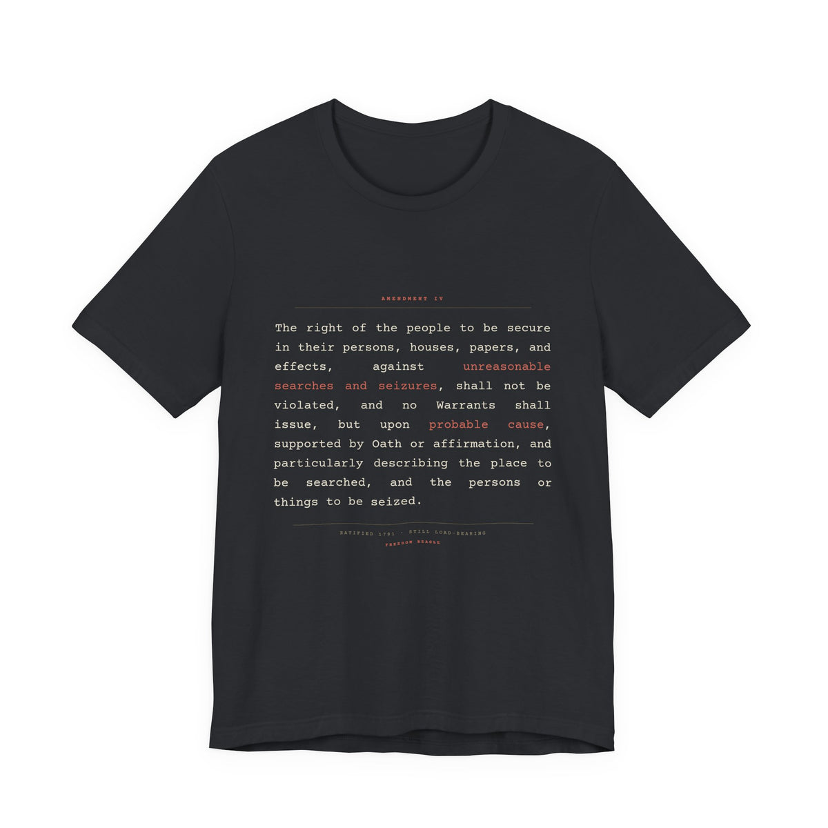 The Fourth Amendment, In Full — Constitutional Text Tee (Black)
