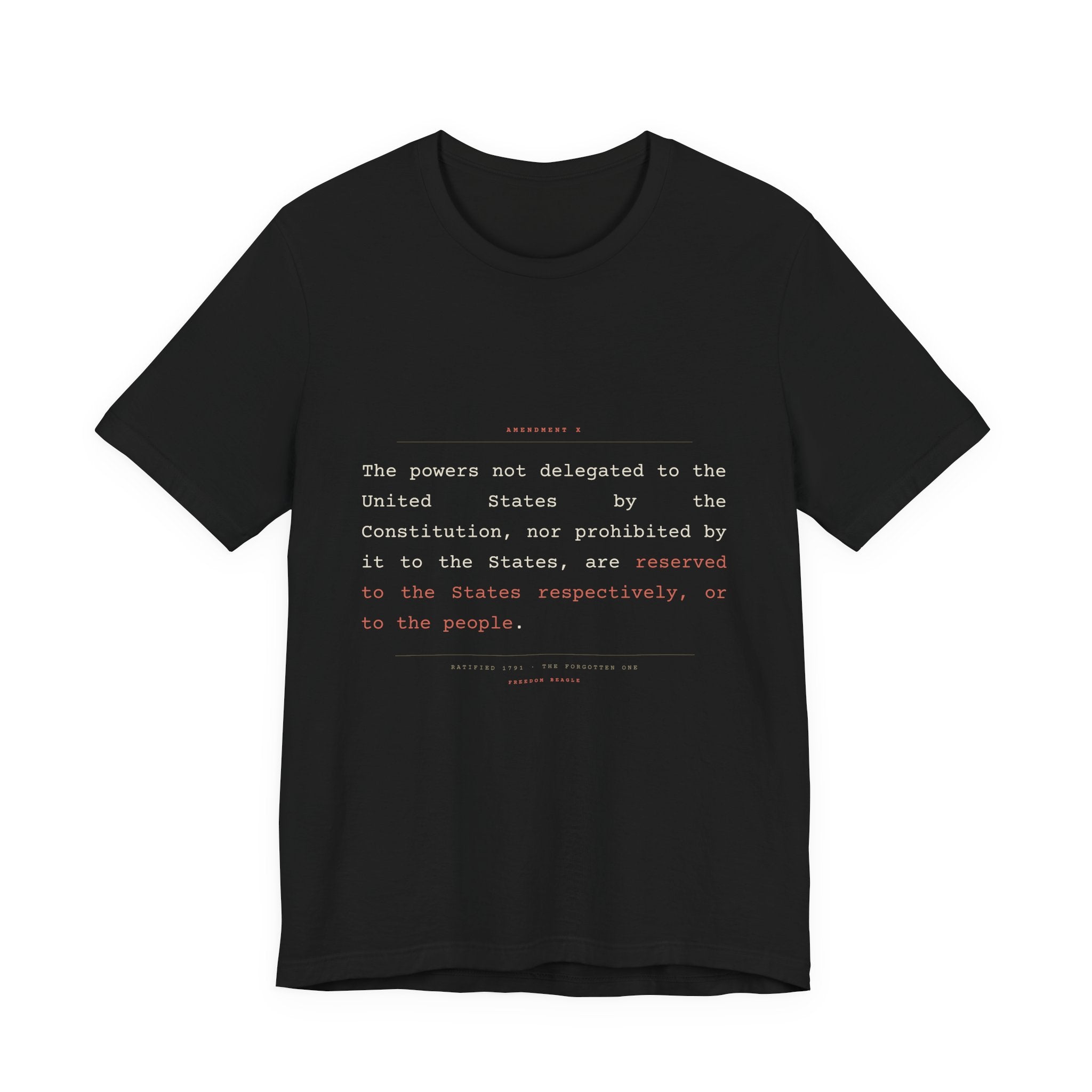 The Tenth Amendment, In Full — Reserved Powers Tee (Black)