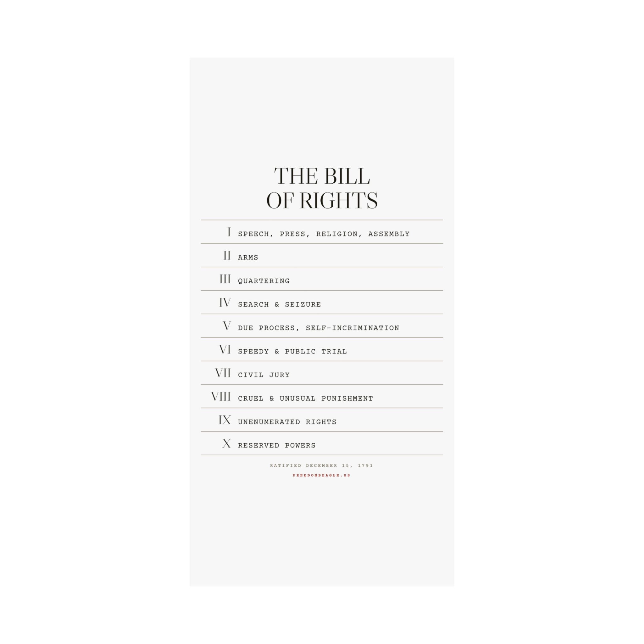 The Bill of Rights, I–X — Matte Poster